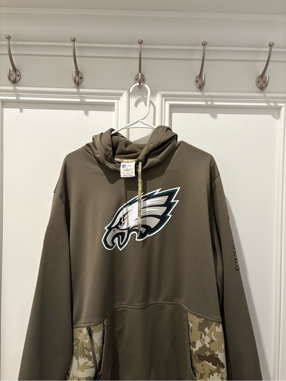 Philadelphia Eagles Olive Camo Pocket Hoodie